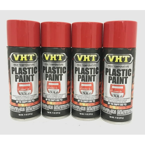 VHT SP821-4 PACK GLOSS RED High Temperature Plastic Paint - 11 oz Aerosol