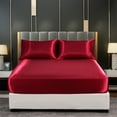 thumbnail image 2 of Taibuwu 4Pcs Satin Sheet Set King Size Ultra Silky Soft Satin King Bed Sheets with Deep Pocket, 1 Fitted Sheet, 1 Flat Sheet , 2 Envelope Closure Pillowcases, 2 of 10