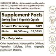Solgar Biotin 10,000 mcg Vegetable Capsules - 60 ct