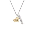 thumbnail image 2 of Delight Jewelry Goldtone Large Lil Sister Heart with Clear Crystal - Silvertone Guardian Angel Bar Charm Necklace, 23", 2 of 4