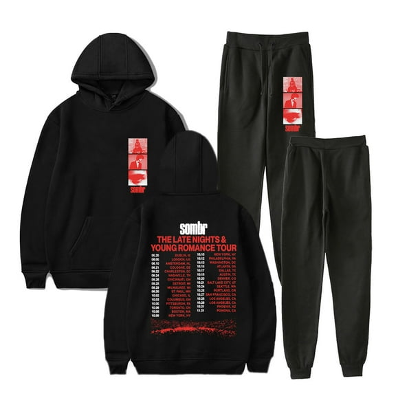 Sombr The Late Nights & Young Romance Tour Hoodies Jogger Pants Set Unisex Streetwear Sweatshirts