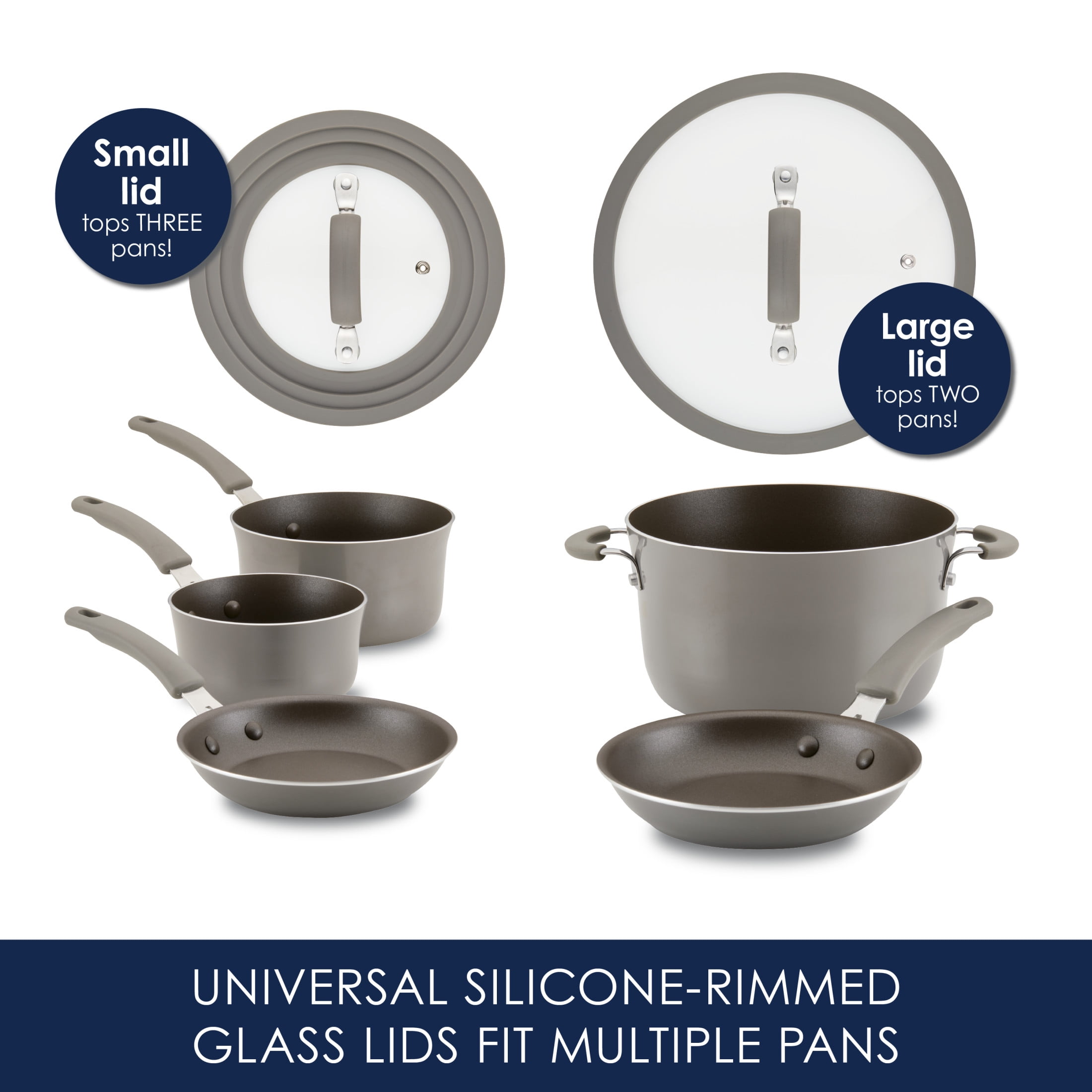 Rachael Ray Cook + Create 11 Pc Aluminum Nonstick Cookware Set, Gray