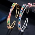 thumbnail image 6 of Adjustable Multicolored Gold Plated CZ Rainbow Open Cuff Bangle Fashion Jewelry, 6 of 9
