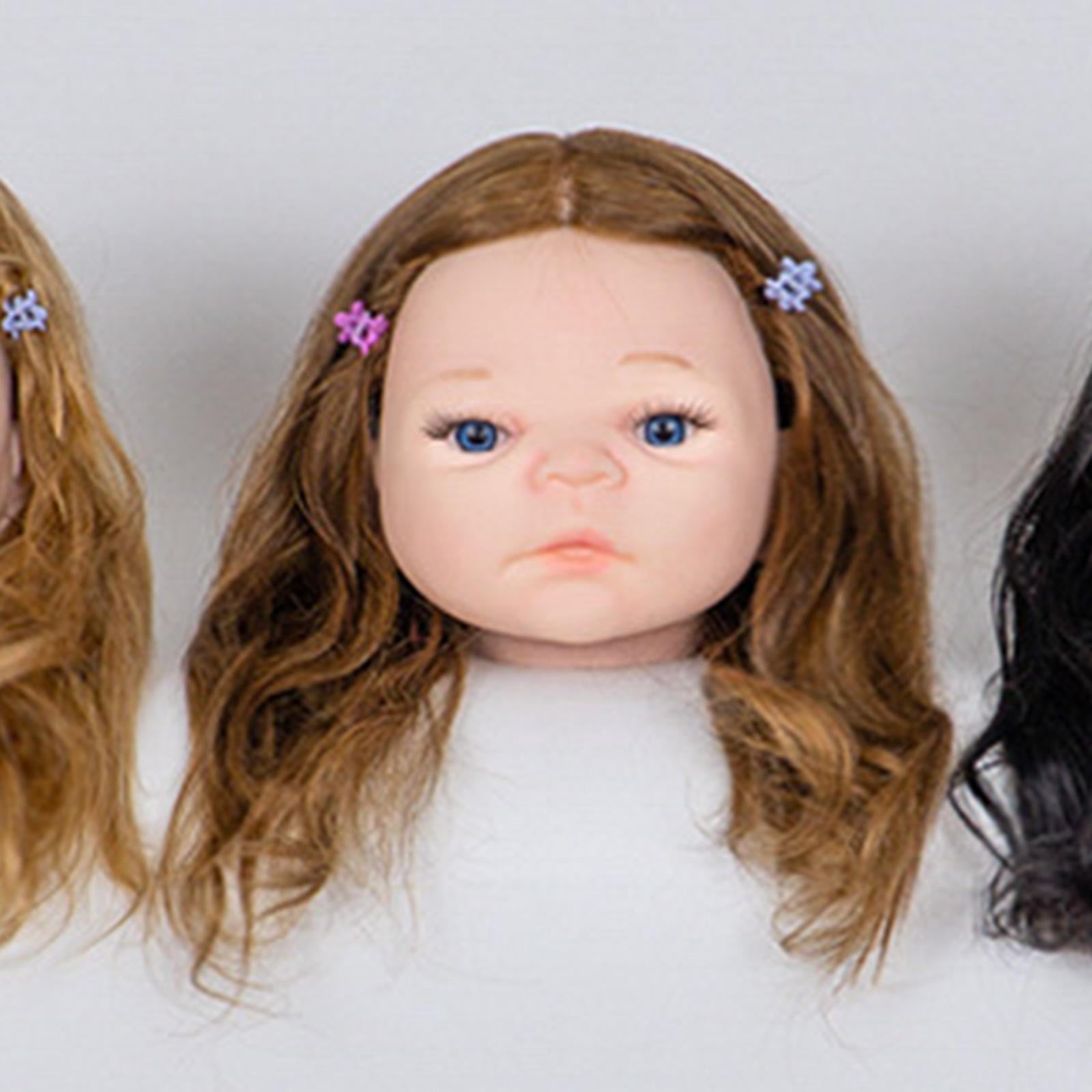 TOOYFUL Baby Mannequin Head Cosmetology Doll with Human Hair for Dyeing Hairpin Perm Brown