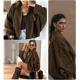 thumbnail image 5 of Womens Suede Zipperd Bomber Jacket Lapel Long Sleeve Motorcycle Cropped Coat Y2k Going Out Jackets Outerwear, 5 of 8