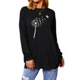 thumbnail image 1 of Women Dandelion Print Round Neck Long Sleeve Plain Shirt with Pockets, 1 of 6