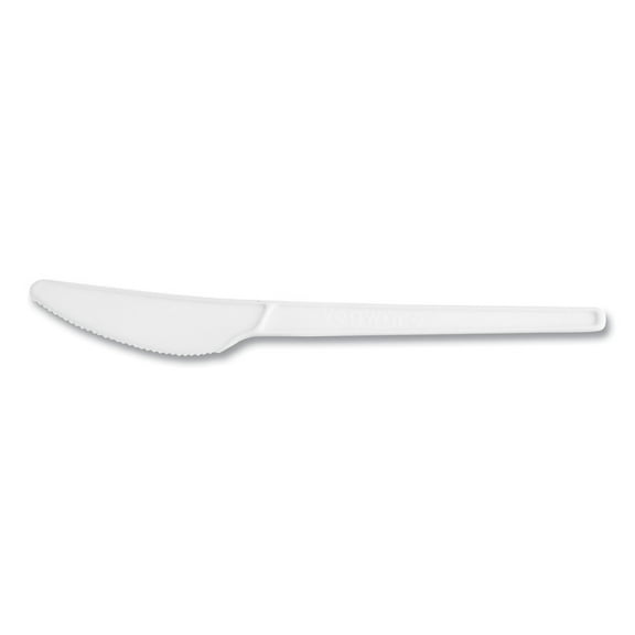 Vegware VW-KN6.5 Compostable CPLA Cutlery Knife - White (1000/Carton)