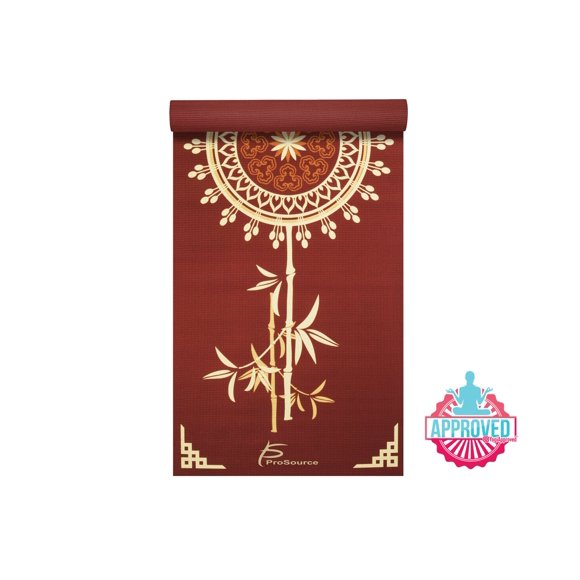 ProSource Tapis de Yoga 3/16 (5 mm) Épais pour Confort et Stabilité avec Motifs Imprimés Exclusifs Tapis de Yoga Tao, Rouge