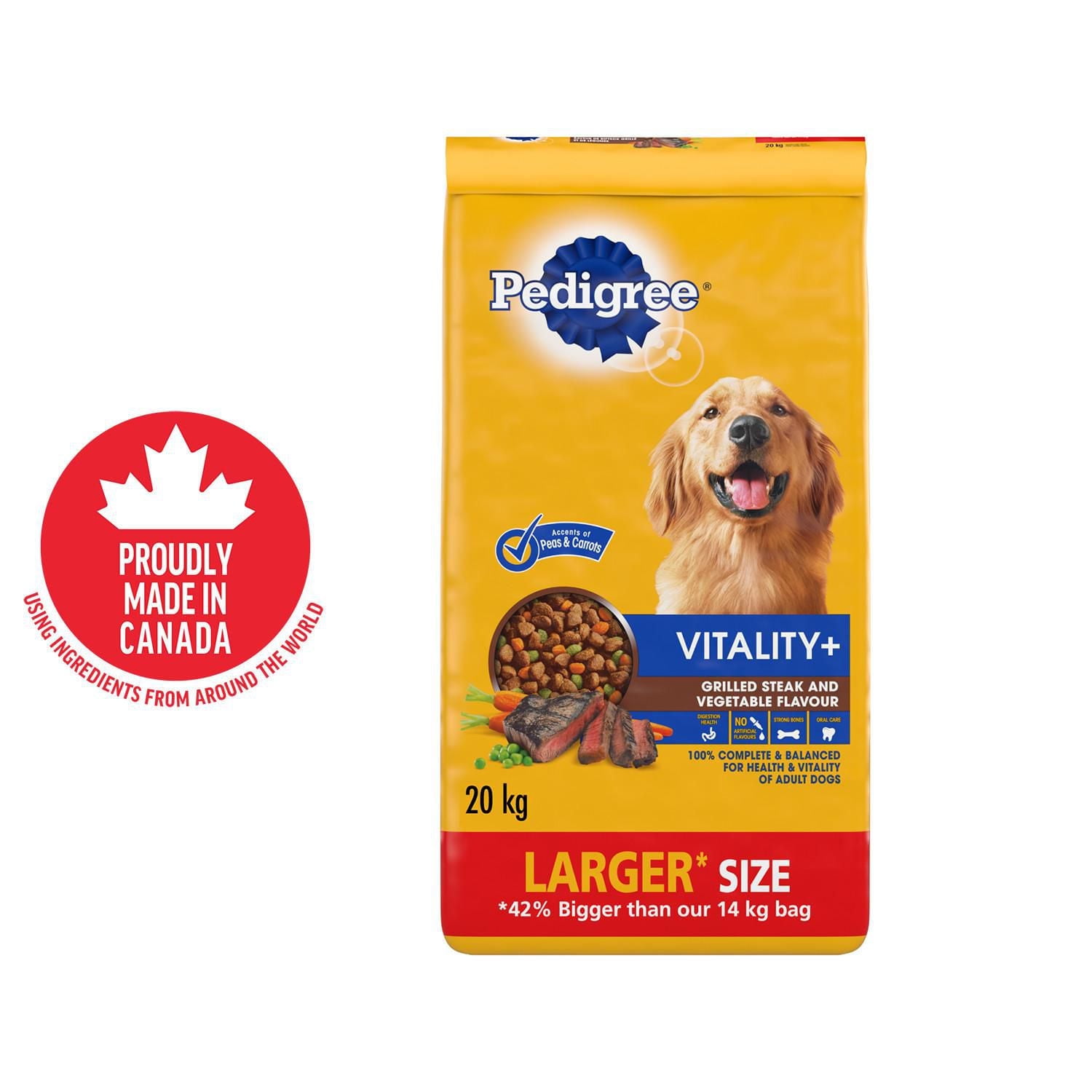 PEDIGREE VITALITY+ Dry Food For Adult Dogs – Grilled Steak