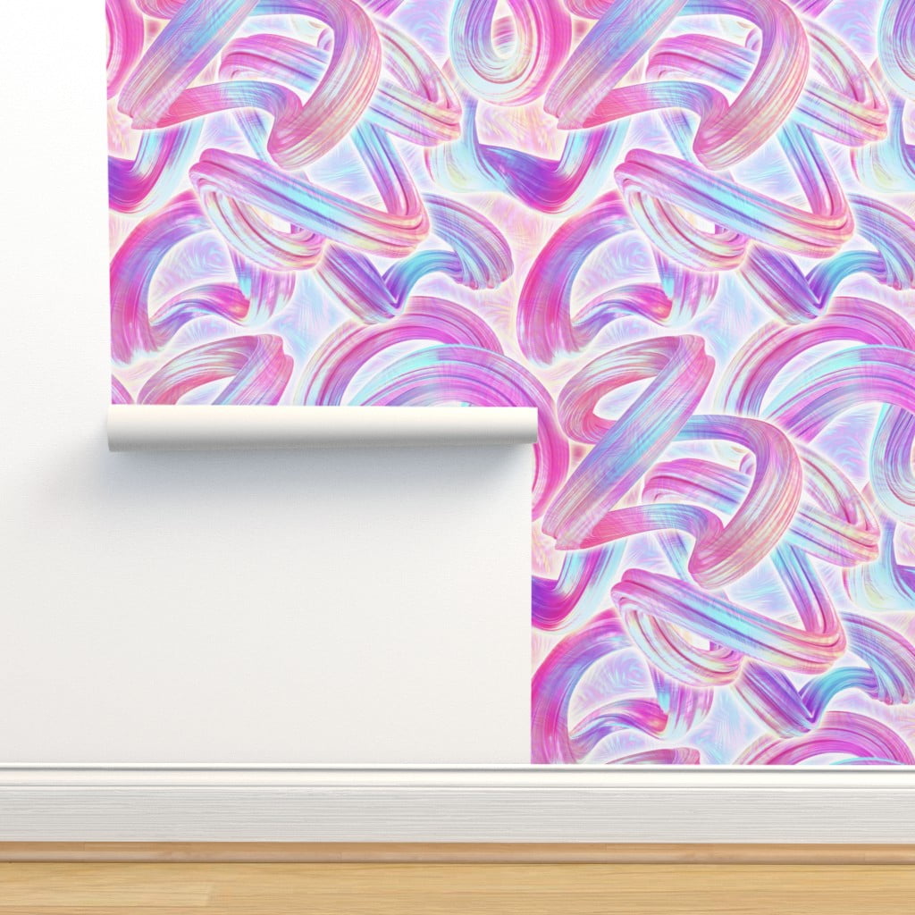 Peel & Stick Wallpaper 9ft x 2ft Festival Hologram Cyan Blue Neon