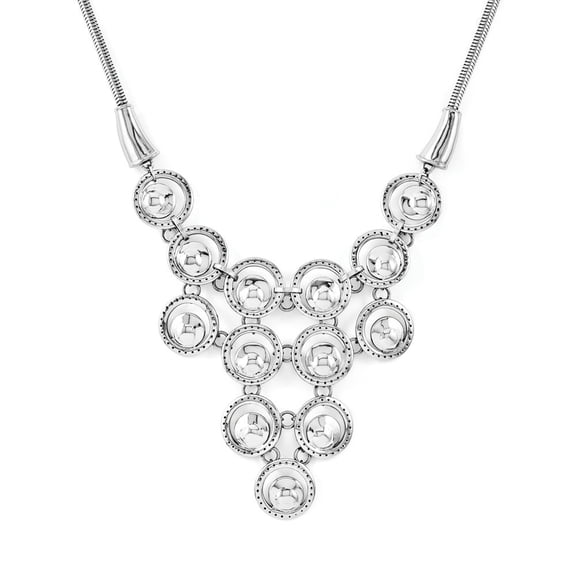 Stainless Steel Multi-circle Polished With 2inch Ext. Necklace - 16 Inch