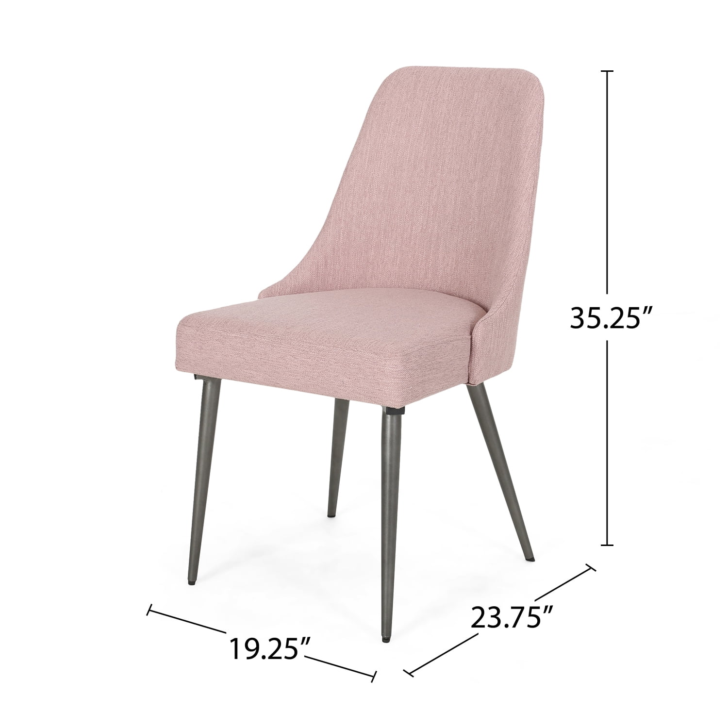 Kadyn 2 Pcs Modern Upholstered Dining Chairs, Kitchen Chair with Metal Legs, Dining Arm Chairs for Dining Room, Bedroom, Pink