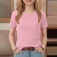 thumbnail image 6 of EnJoCho Girls Short Sleeve Top Ribbed Knit Crew Neck Basic Solid Tee Slim Fit Casual T-Shirt Summer Tops Shirts 5-14 Years, 6 of 7