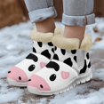 thumbnail image 4 of FUIALDOLG Mini Boots for Women Mid Calf Warm Fur Lined Boots Furry Boots Ladies Slip on Bootie Faux Fur Lined Indoor Outdoor Anti-Slip Classic Flat Ankle Bootie, 4 of 7