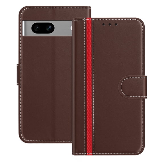 Wallet Case for Google Pixel 7A, Business PU Leather Magnetic Flip Folio Case with Card Slots Holder Kickstand Shockproof Protective Phone Case Cover for Google Pixel 7A, Brown