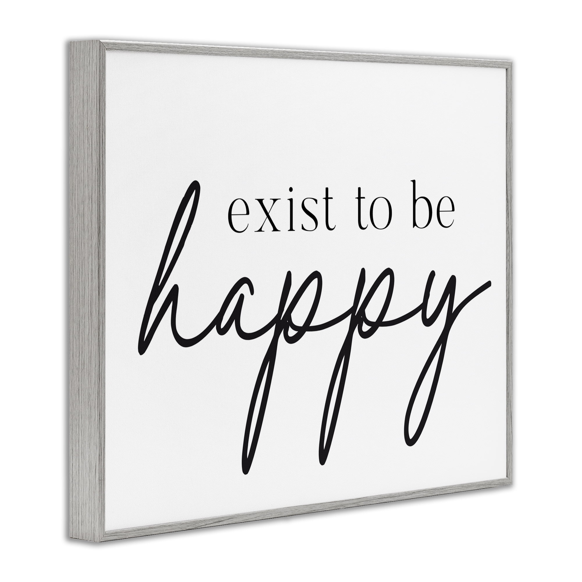 Exist To Be Happy Gray Framed Giclee Art, design by Lettered and Lined