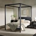 thumbnail image 2 of Walker Edison Minimalist Solid Wood Canopy Full Bed, Black, 2 of 12