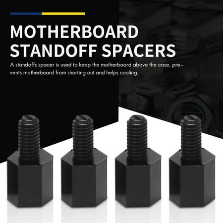 

100x Motherboard Nylon Hex Standoff Threaded Spacer M3 Thread 6+6mm Black