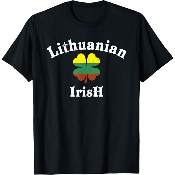 men and women can wear,Lithuanian Irish Shamrock Lucky St Paddys Day Lithuania Flag T-Shirt
