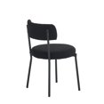 thumbnail image 5 of Mid-Century Modern Dining Chairs Set of 2, Teddy Fabric Upholstered Accent Chair with Curved Back, Metal Frame, Elegant and Comfortable Kitchen Chairs, Black+Black (Chairs Only), 5 of 9