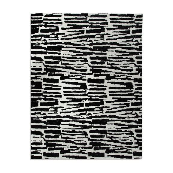 Bowery Hill Modern / Contemporary Polyester Black & Ivory 8x10 Rug