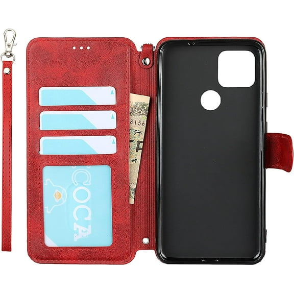 Wallet Case for Google Pixel 4a 5G with Card Holder Slots,Kickstand Phone Cover Premium Leather Magnetic Closure Slim Flip Shockproof Wrist Strap Case for Google Pixel 4a 5G 6.2",Wine Red