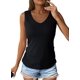 thumbnail image 1 of Camiseta sin mangas Dokotoo para mujer, cuello en V, de verano, color negro, 1 of 6