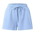 thumbnail image 4 of Womens Two Piece Outfits Summer Linen Short Sleeve Casual Loose Fit Drawstring Shorts Sets With Pockets Womens Swimming Petite Swim Shorts Bikini plus Size Swimsuit Bathing Suits Extra Large Bathing, 4 of 5