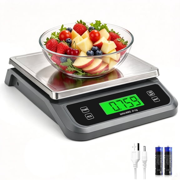 88lb Digital Kitchen Scale 40kg/1g with 6 Units Grey