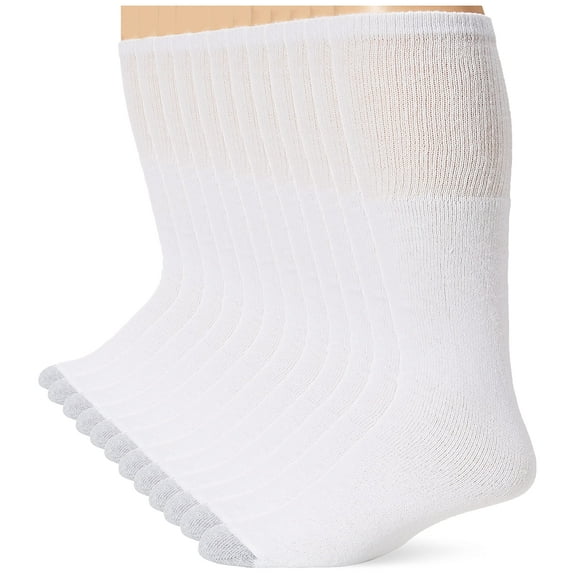 Hanes Men's 12 Pack Over-the-Calf Tube Socks, White, 10-13 (Shoe Size 6-12)