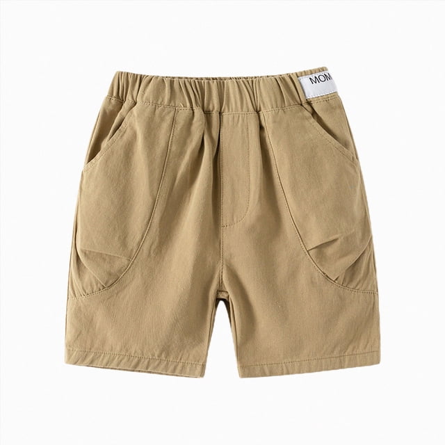 Ymyiu Shorts pour Garçons Short pour Hommes à Évacuation de l'Humidité, devant Plat, Microfibre Extensible, Short de Performance 2T 3T (Kaki, 2-3 Ans)
