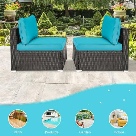 Gymax 2pcs Patio Wicker Rattan, Sirio Outdoor Furniture Cushions Uk