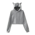 thumbnail image 4 of Fiaer,Women's Cute Crop Hoodies Long Sleeve Causal Plain Hoodie Loose Fit Casual Plus Size Hooded Sweatshirt Trendy Drawstring Tops Grey XXS, 4 of 7