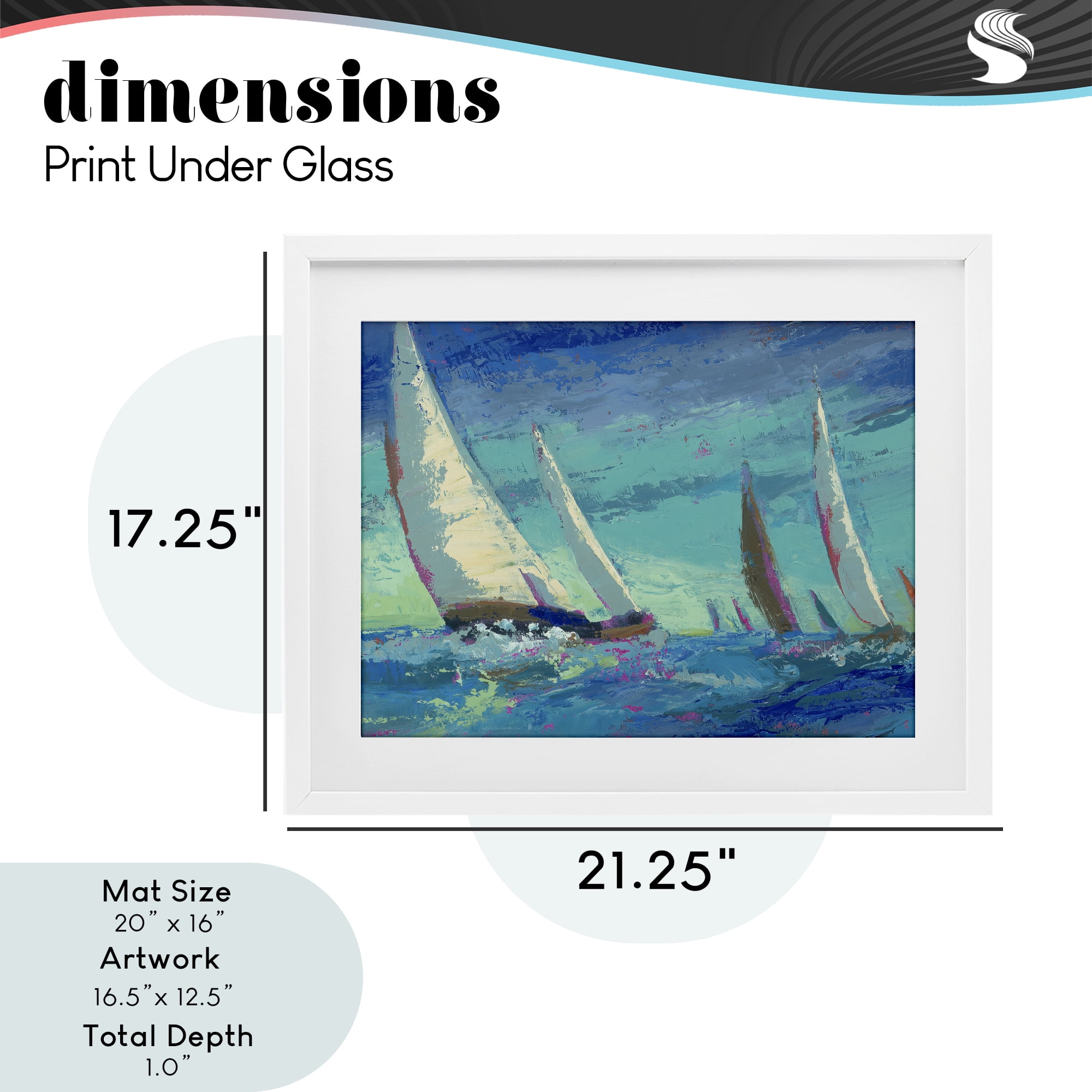 Stupell Industries Abstract Expression Regatta White Framed Print Under Glass, design by Beth A. Forst