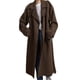 thumbnail image 1 of Abrigo de Invierno de Lana Cruzado para Mujer, Larga, Solapa, Midi, Tipo Gabardina, con Cinturón Marrón Oscuro M, 1 of 10