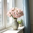 thumbnail image 6 of Virelaxpo 27 Heads Artificial Peony Bouquet Faux Silk Realistic Peony Arrangement in Raffia Wrap for Living Room Table Centerpiece Wedding Home Decor, 6 of 6