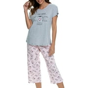 Women's Sleepwear Tops with Capri Pants Pajama Sets