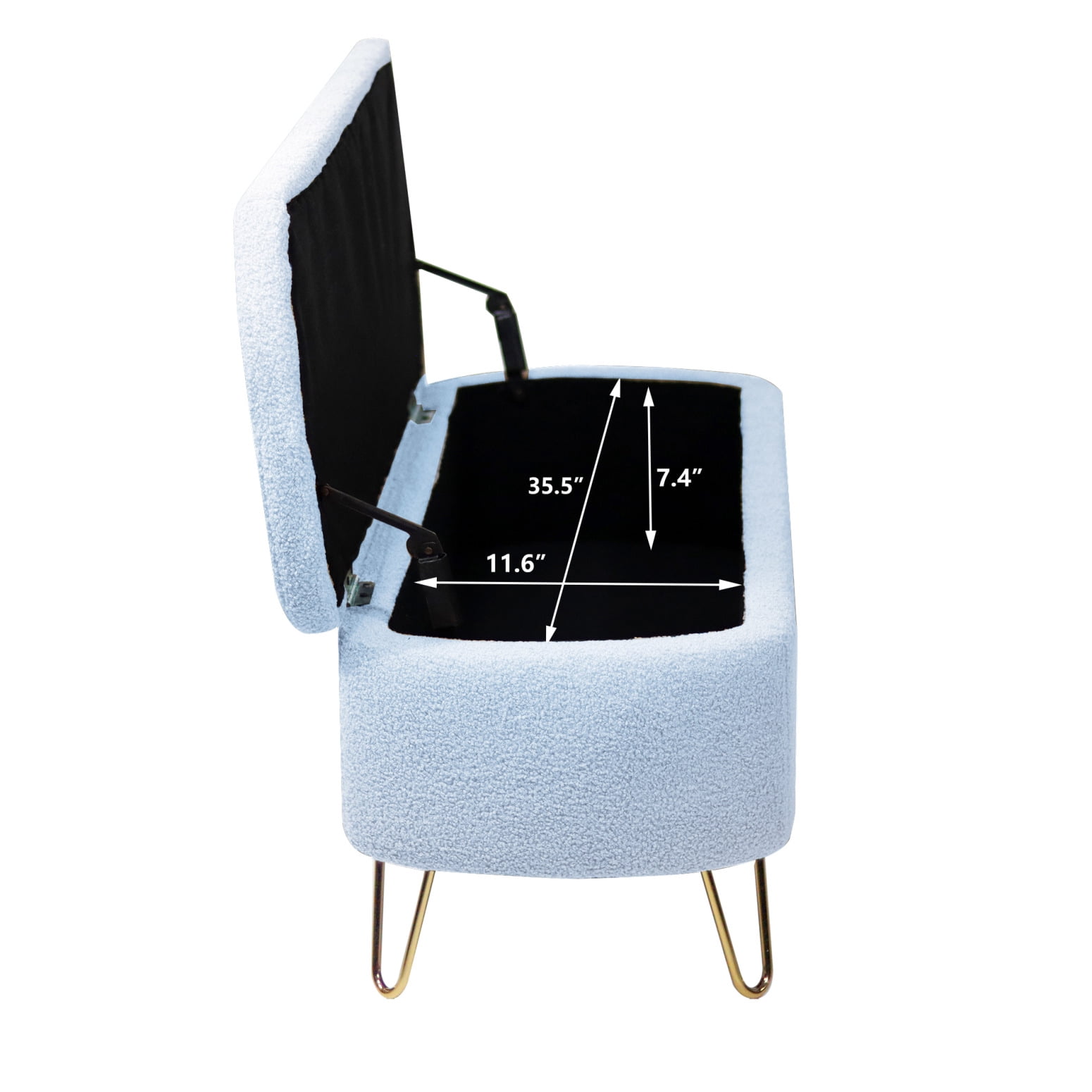 Triple Tree Large Storage Space Ottomans, Faux Fur Blue, 39.37 x 15.75 x 15.50 in, 20.94 lb