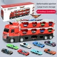 thumbnail image 4 of Hauler Truck Toy Set With Ejection Race Track Deform Transport Car With Racing Cars For Kids Gift, 4 of 12