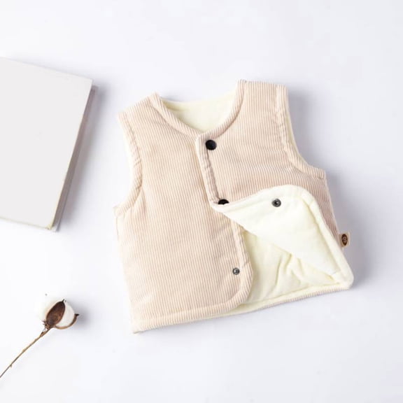 AUDeals Toddler Baby Corduroy Padded Vest, Cotton Warm Sleeveless Winter Coat, Lightweight Waistcoat Outerwear for Boys and Girls (Beige, 4-5 Years)