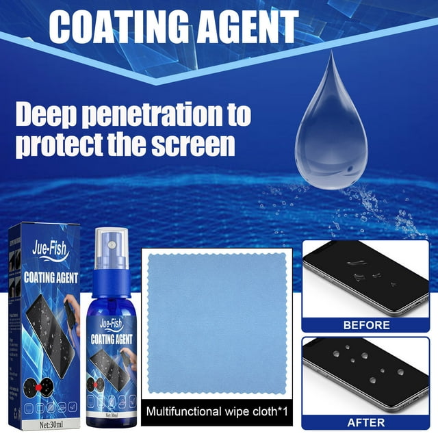Protector de pantalla líquido en spray | Recubrimiento oleofóbico de dureza 9H | Escudo de cobertura total invisible para pantallas de teléfonos, tabletas, cámaras, relojes inteligentes | Fácil