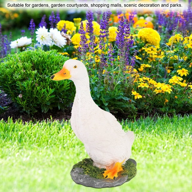 Fosa Décoration de Jardin Ornement Animal, Simulation Extérieure Sculpture de Paysage de Canard Blanc Décoration de Jardin de Cour