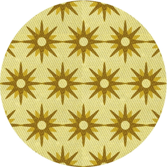 Ahgly Company Indoor Round Patterned Caramel Brown Area Rugs, 6' Round