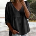 thumbnail image 2 of Womens Floral Babydoll Tops，3/4 Puff Sleeve Pleated Blouse Lightweight Gauze 3/4 Sleeve Blouses Boho Floral Tops Floral Blouses For Women Women'S Print T Shirt Lace 3/4 Sleeve Flowy Tunic 2XL, 2 of 8