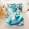 thumbnail image 4 of Feelyou Teal Fairy Mermaid Princess Queen Sheet Sets for Kids Boys Girls, Starfish Marine Wildlife Bed Set, 4-Piece, 4 of 5