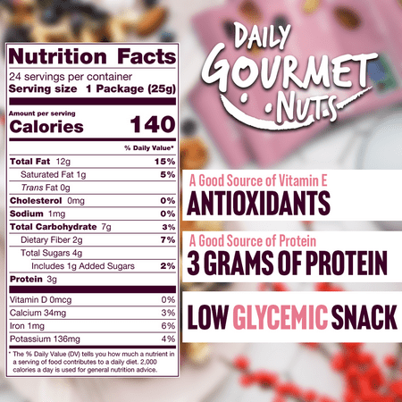 Daily Gourmet Nuts - Antioxidant Mix | 24 PACKS | Healthy Trail mix Individual Packs | Premium Nuts & Dry Fruit | Gluten-Free | Non-GMO | Nuts Individual Packs