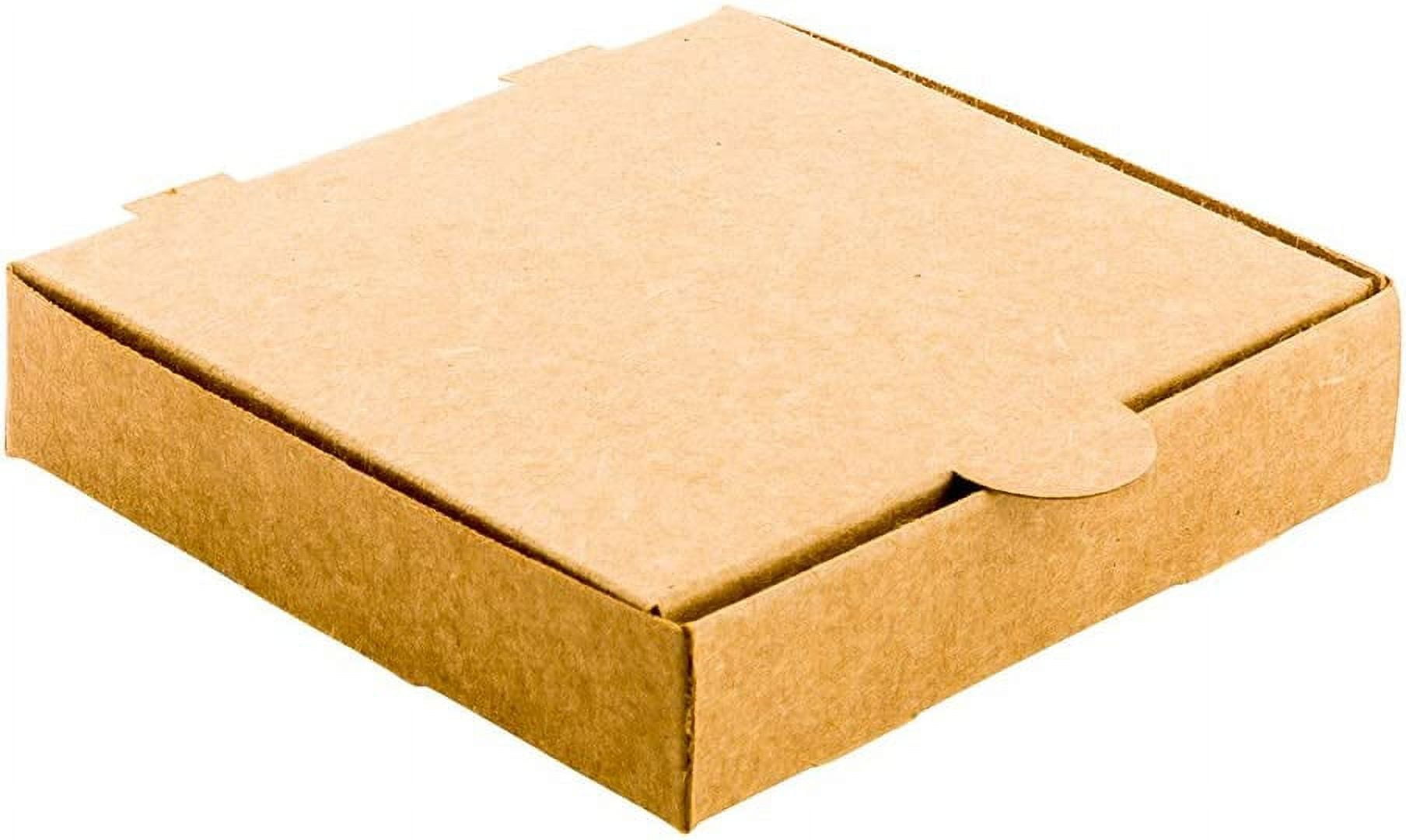 Restaurantware 3.5 x 3.5 x 0.8 inch Pizza Boxes, 100 Disposable Small Pizza Boxes - Durable, Locks in Pizzas, Cookies, or Party Favors, Kraft Paper
