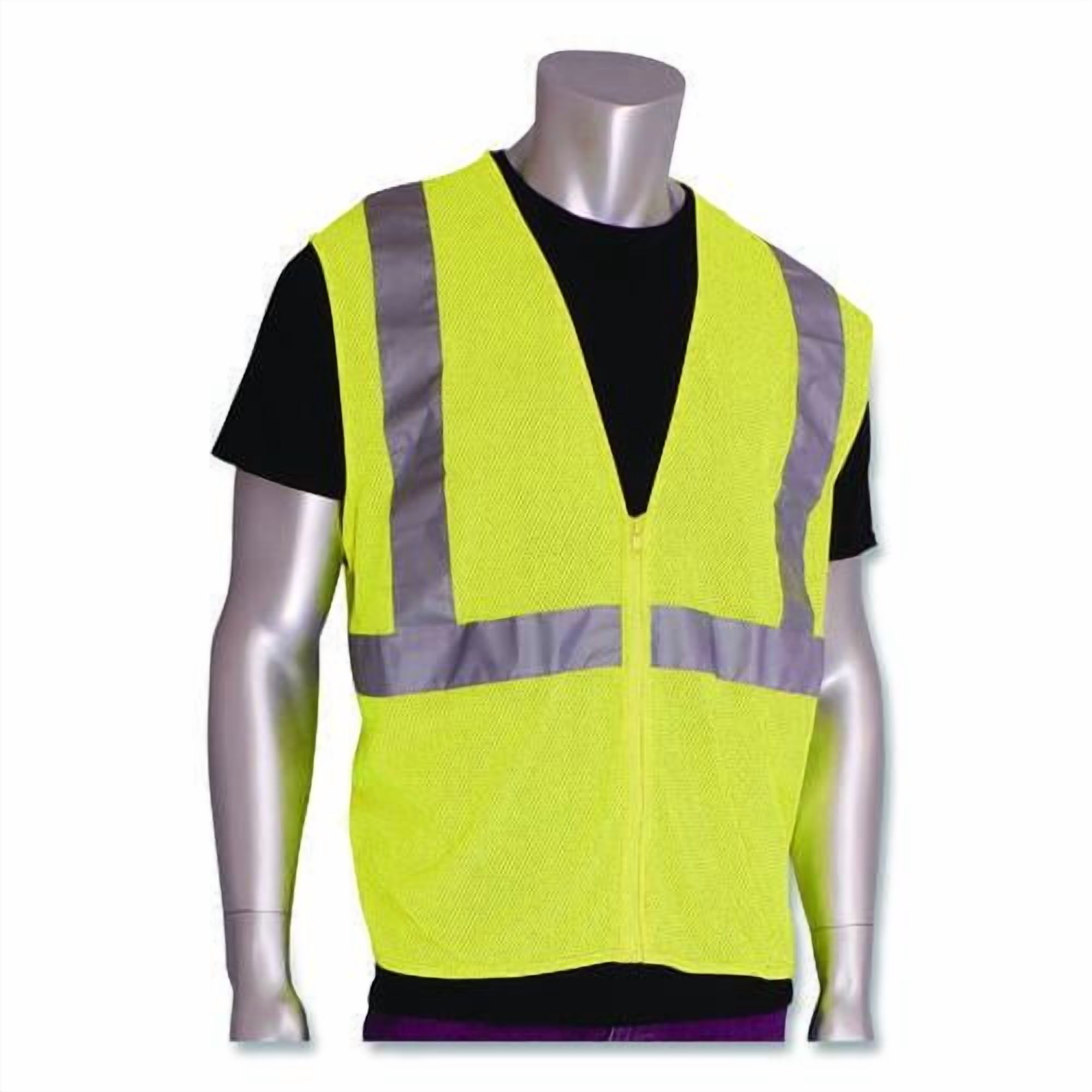 ANSI Class 2 Two-Pocket Zipper Mesh Safety Vest, 2X-Large, Hi-Viz Lime Yellow | Bundle of 2