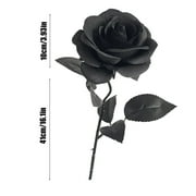 Blukids 1pcs Black and White Red Roses Artificial Flowers with Stems, Faux Silk Flowers Bridal Gothic Wedding Bouquet, Realistic Blossom Flora for Home, Office, Hotel Decorations(Black)