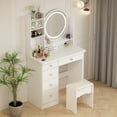 thumbnail image 2 of FUFU&GAGA Makeup Vanity Dressing Table Set With Touch Screen Mirror & Stool White, 2 of 5